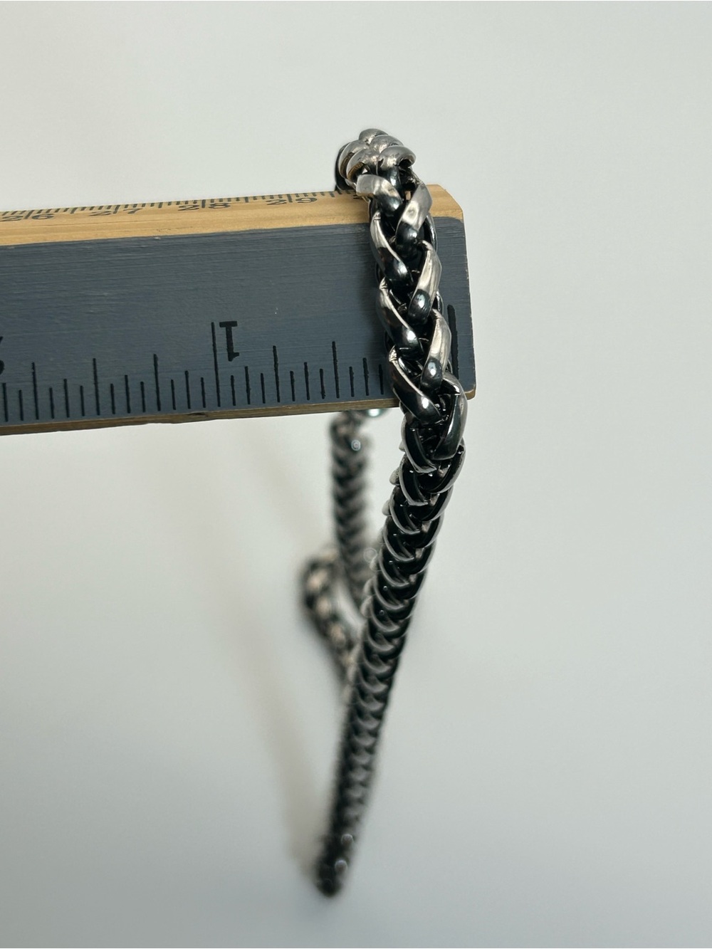 Gunmetal Wheat Chain Necklace Thick Chunky Edgy 16" Unsigned - Picture 12 of 12